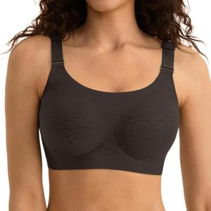 Wireless Full Coverage Bras for Older Women, No Underwire Comfortable Bralette with Support, Seamless Padded Bra (Large, Black)