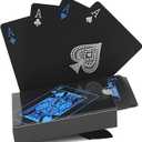 1pc Waterproof Plastic Poker Playing Cards PET Table Games Halloween/Thanksgiving Day (Blue x Silver)