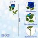 Wondrus Bulk Artificial Flowers 50 PCS, Fake Velvet Silk Blue Roses with Long Stems Realistic Bouquet for Mother's Day Wedding Centerpieces, Faux Arrangement for Home Table Decor