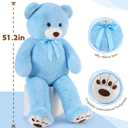MorisMos Giant Teddy Bear, 51-Inch Cuddly Bear Plush, Blue