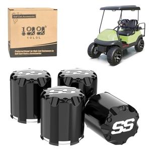 10L0L Universal Golf Cart SS Wheel Center Cap Cover for EZGO, Club Car, Yamaha, 4 PCS (Black)