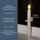 Homemory 6 Pcs Window Candles with Sensor Dusk to Dawn, Ivory Striped Candlesticks with Suction Cups, Roman Column Christmas Window Candle Battery Operated, Flameless Led Taper Candles for Windows