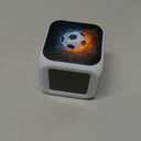 Led Alarm Clock Football Burning Sport Design Creative Desk Table Clock Glowing Electronic Colorful Digital Alarm Clock for Unisex Adults Kids Toy Birthday Present