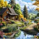 Motiloo Jigsaw Puzzles 500 Pieces for Adults - Mountain Cottage Landscape Jigsaw Puzzle, Nature Scene Challenging Puzzle Perfect for Game Nights