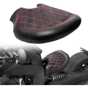 Driver Seat Rider Solo Seat w/Thick Cushion For Can Am Ryker 600 900 Sport Rally Edition 2019-2025 Ryker Seat Accessories(Part#219400795)(Diamond Red Stitches)