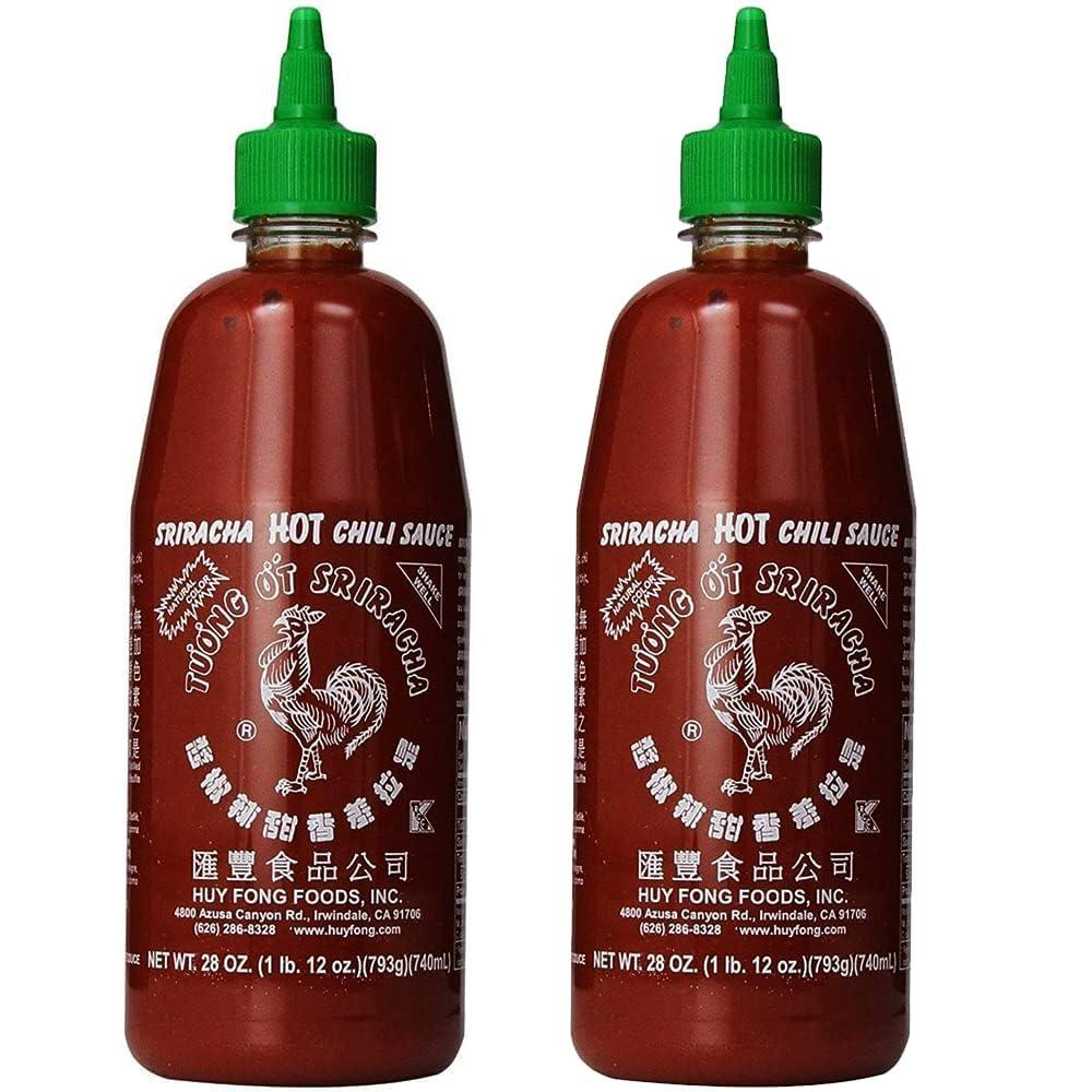 Sriracha Hot Chili Sauce, 28 oz (Pack of 2) | Authentic Spicy Sauce for Dipping, Noodles, Stir-Fries & Marinades BBD:07-2026