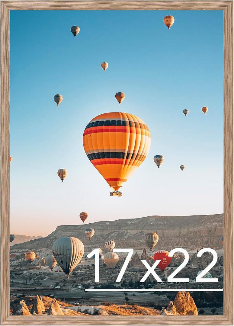 JCJMY 17x22 Picture Frame Rustic Brown for Poster Photo Picture, Horizontal and Vertical Formats for Wall Hanging, 17 x 22 Wall Gallery Poster Photo Frame for 17 by 22 Photos Posters, Rustic Brown