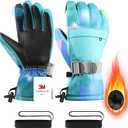 Ski Gloves,Snow Gloves,Waterproof Cold Weather Winter Gloves for Parent Boys Girls- Cycling, Driving, Running (M(Fit Kids11-15 Years and Women size S-M), Sky Blue)