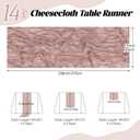 14 Pack Dusty Pink Cheesecloth Table Runner 17x108 Inch Semi Sheer Boho Gauze Cheese Cloth Fabric Table Runners, for Wedding Party Baby Shower Birthday Home Decor Garden Farmhouse