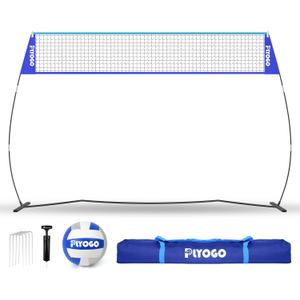 Volleyball Net, 14FT Freestanding Volleyball Net for Backyard, Adjustable Height and Instant Setup, Professional Portable Training Practice Set for Indoor and Outdoor, Volleyball and Carry Bag