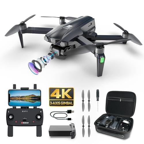 BEZGAR BD901 Drones with Camera for Adults 4K Long Range - Foldable Mini Drone with 4K Video, 3-Axis Gimbal, 3KM Transmission, 23 Mins Flight Time, Return To Home, Follow Me, Hobby RC Quadcopters