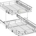 2-Tier Kitchen Cabinet Pull Out Shelf and Drawer Organizer Slide Out Pantry Storaqe Basket in Multiple Sizes (17" W x 21" D)