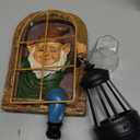 Gnomes Statue with Solar Lights Christmas Decorations Whimsical Fairy Garden-Elf Outdoor Tree Hugger Garden Statues- Tree Face Sculpture, Yard Art for Patio,Fence,Lawn,Wall Gnomes Ornament (Brown)