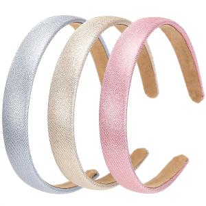 3 Pcs Glitter Headbands, Sparkly Headband Plastic Hair Hoop Glitter Hairbands Hair Accessories for Women and Girls, Width 2.3cm/0.9inch (3 Pack-A, One Size)