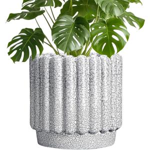 Ceramicfor Ceramic Flower Pot, 9.6 Inch, Black and White