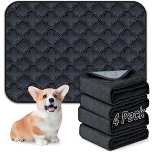 FunFurry Washable Pee Pads for Dogs - 4 Pack Reusable Pee PadsWaterproof Puppy PadsPet Training PadsSuper Absorbent with Dog Paw Shape Non-Slip Backing (Dark Grey, 18" X 24" - 4 Pack)