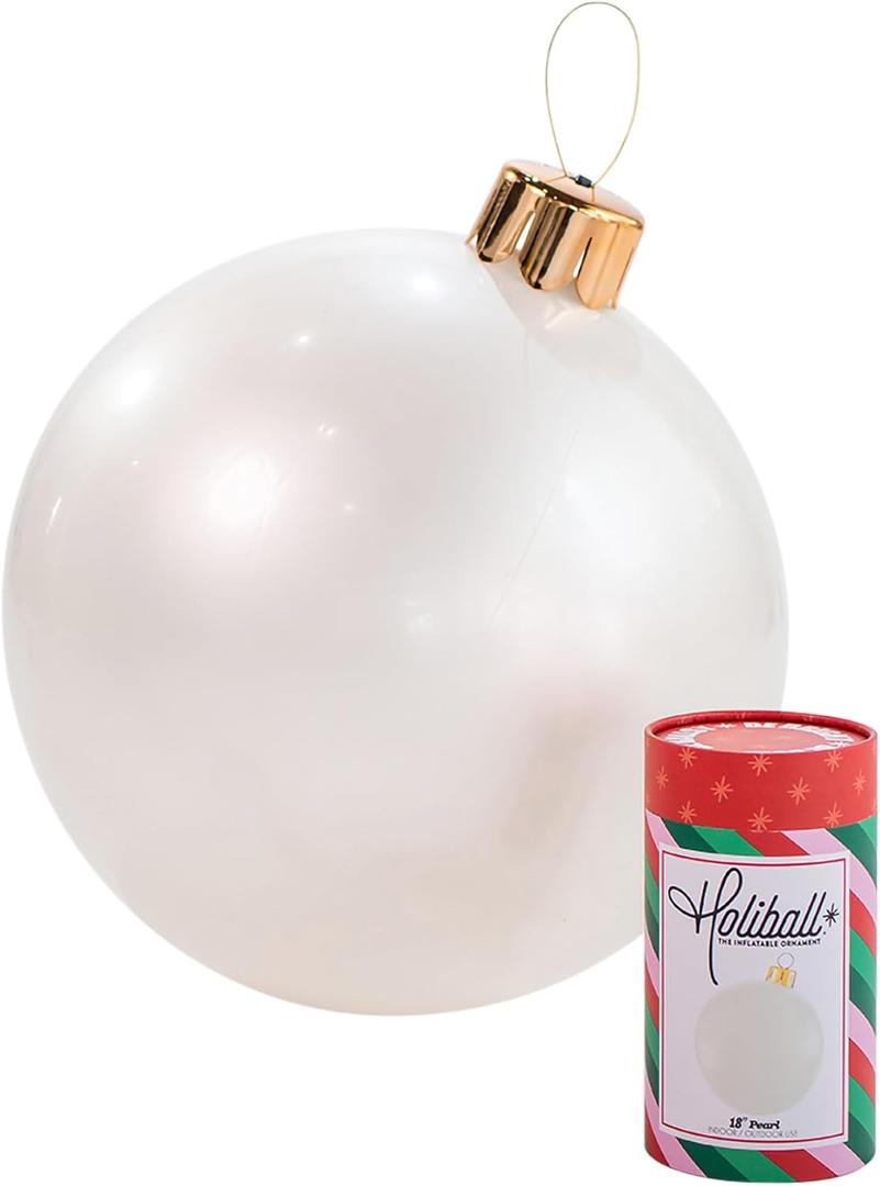 Holiball Inflatable Holiday Ornament  Ultimate Indoor/Outdoor Decoration  Reusable and Storage Friendly  for Weddings, Parties, Events, Team Colors  18"  Pearl White