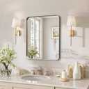 Kosmonia 20"x16" Bathroom Mirror, Brushed Nickel Rounded Rectangle Vanity Mirror, Anti-Rust Aluminum Framed, Wall Mounted Mirror for Over Sink, Hangs Horizontally or Vertically