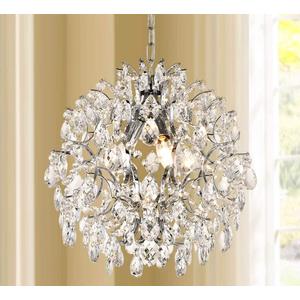 Bestier Modern Pendant Chandelier Crystal Raindrop Lighting Ceiling Light Fixture Lamp for Dining Room Bathroom Bedroom Livingroom entryway 3 E12 Bulbs Required D16 in x H18 in (Chrome)
