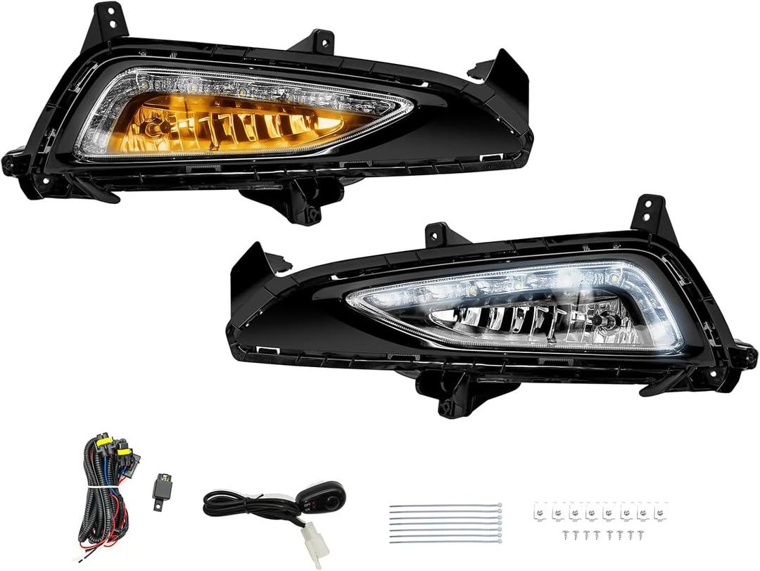LED&DRL Fog Light Fit For 2016 2017 2018 Hyundai Tucson, A Pair Of Front Bumper Fog Lamps With Clear Lens And Covers