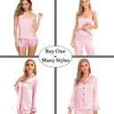 SWOMOG Women Satin Pajamas 4pcs Pajama Set Sexy Cami Shorts Set and Button Down Long Sleeve Pjs Loungewear Sleepwear (Pink, XXL)