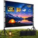 120 Inch Projector Screen with Stand, Portable Outdoor Movie Screen 16:9 4K HD Wrinkle-Free Projection Screen, Lightweight Indoor Outdoor Projector Screen with Carry Bag for Backyard Movie Night