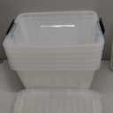 IRIS USA 19 QT Plastic Storage Box with Lid and Latches - 6 Pack - BPA-Free, See-Through Organizing Solution, Durable Nestable Stackable Containers, Secure Pull Handle - Clear