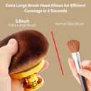 Extra Large Body Makeup Brush For Self Tanner, Leg Makeup &Bronzer Blend,3.6inch Wide-headed Kabuki Brush Provides More Even &Pretty Application, Sunscreen Face& Back Makeup Brush, Wet&Dry Use- Gold