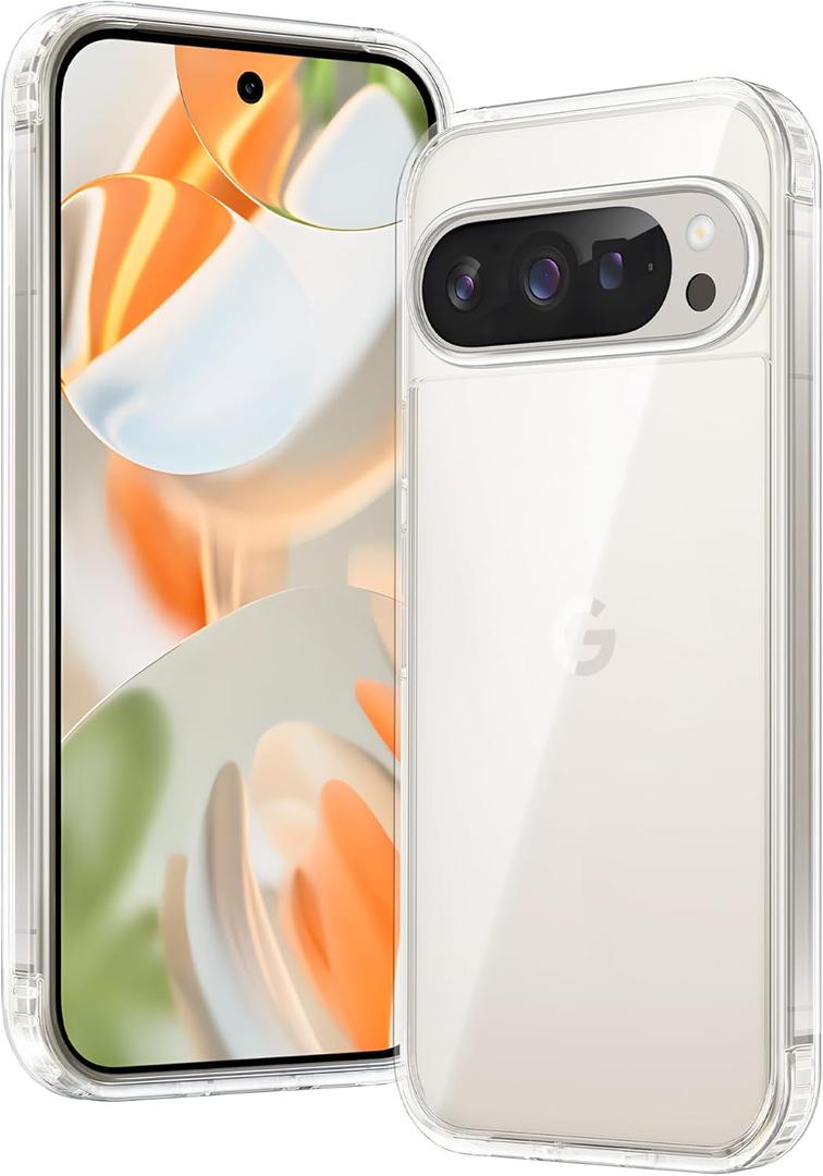 FNTCASE for Google Pixel-9-Pro XL Case: Clear Anti Yellowing Case Drop Protection Cell Phone Cover - Shockproof Protective Bumper Transparent Cases - 6.8 Inches (Clear)