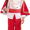 FYMNSI Kids Boys King Prince Charming Costume Halloween Christmas Outfits Storybook Royal Medieval Knight Cosplay Dress Up (7-8T, White Truncheon Suit 7pcs)