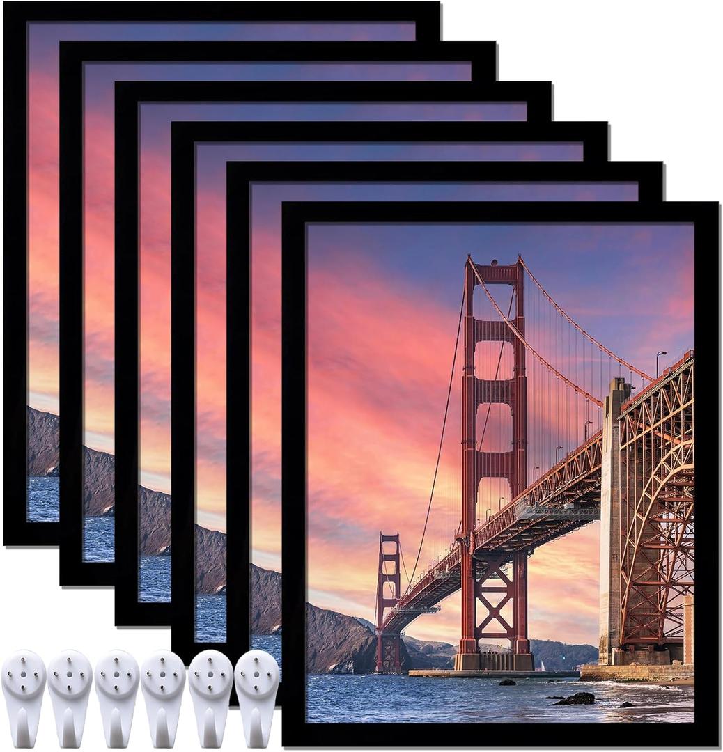 6 Sets 12x15 Picture Frame, Frames for 12 x 15 Canvas Collage Photo Poster Certificate Wall Gallery, High Transparent Horizontal Vertical Black 12 by 15 Inches