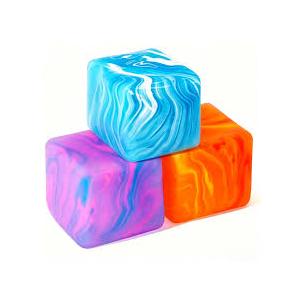 3 x 3 Pcs Swirl Ice Cube Bulk Stress Cube for Adults Anxiety Relief Soft Squeeze Sensory Square Ball for Prizes Goodie Bag Party Favors(Light Pink, Blue, Orange)