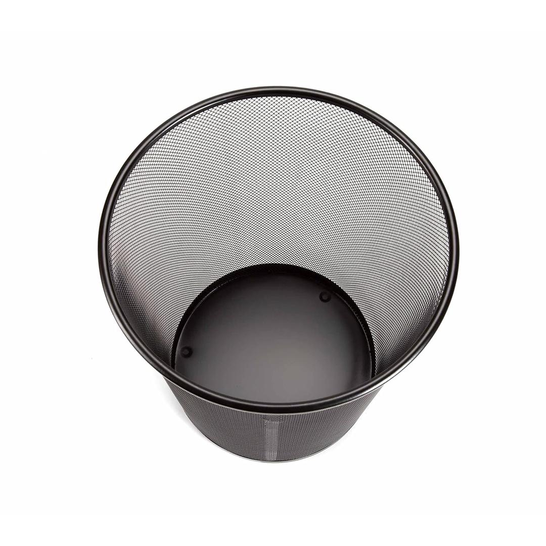 2-Pack Round Steel Mesh Trash Can, Recycling Wastebasket, Black  19.5"x 10"