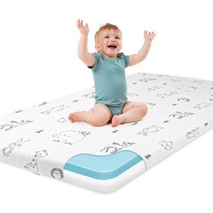 Pack and Play Mattress, 38"x26" Breathable Dual Soft&Firm Pack N Play Mattresses Pad with Removable Ultra-Soft Cover, Portable Memory Foam Baby Mattress for Pack n Play with Non-Slip Bottom