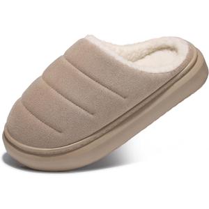 SHIBEVER Fuzzy Slippers Women Indoor: Memory Foam Warm House Shoes - Slip On Closed Toe Comfy Bedroom Slippers Women (6.5-7, 74-apricot)