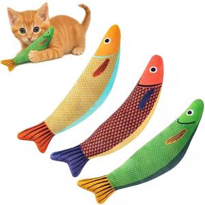 3-Pack Fish-Shaped Catnip Cat Toys  Colorful Plush with Crinkle Sound, Soft & Durable, Interactive Kicker for Cats of All Breeds, Perfect for Play & Exercise, 9.4 inches
