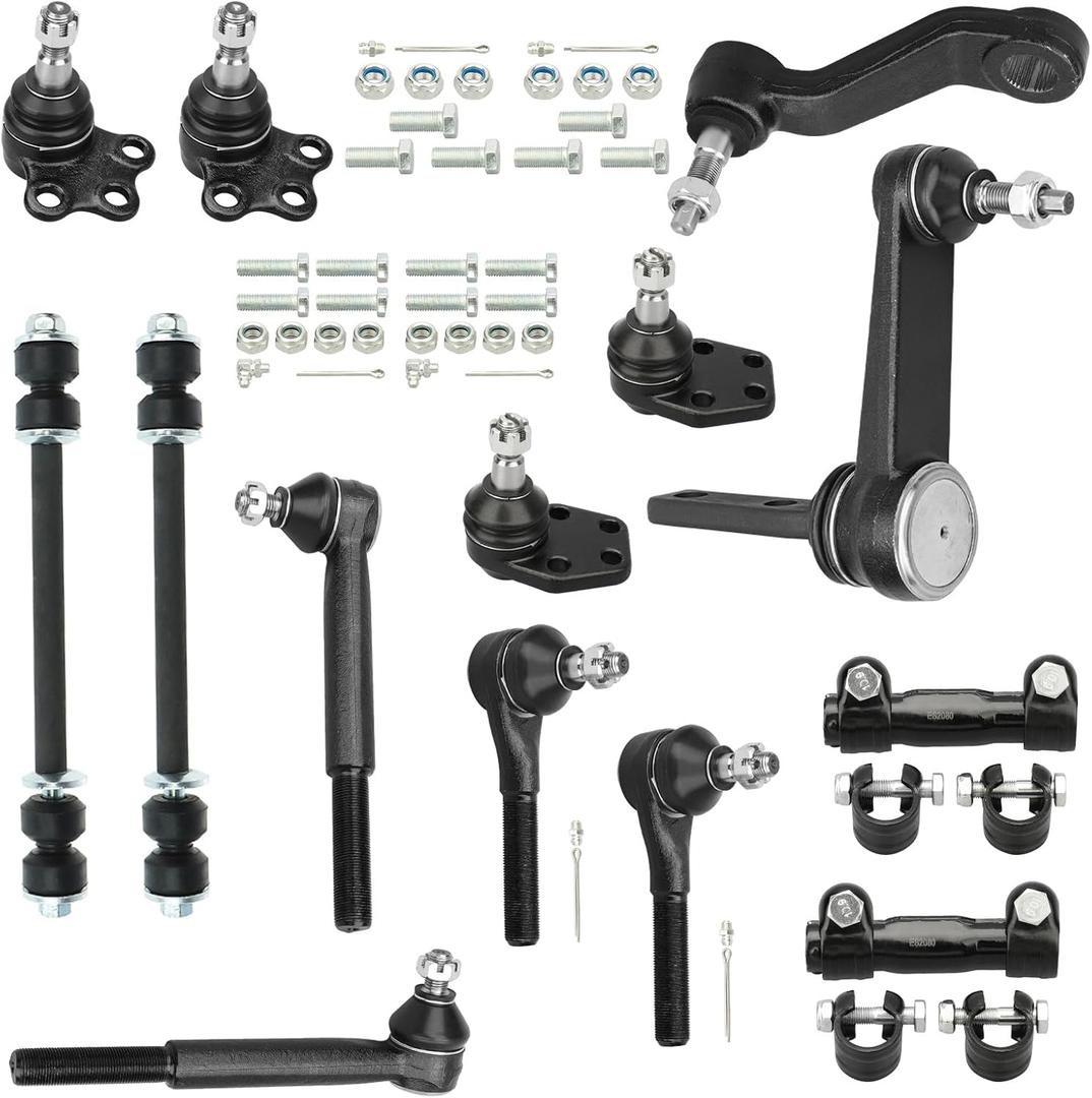 IRONTEK 14pc Front Ball Joint Idler/Pitman Arm Sway Bar Tie Rod End Tie Rod Adjusting Sleeve for 2000-01 for Dodge Ram 1500, Front Suspension Kit K7345 K7347 K7365 K7366 K7275 ES3540RL ES3539RL ES2080