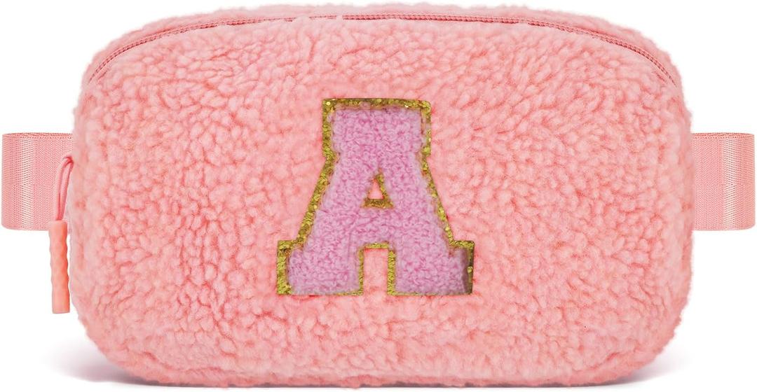 2 x Uygafly Belt Bag with Initials,Fanny Packs Crossbody Bags for Women Girls Kids,Birthday Graduation Gifts for 5 6 7 8 9 10 11 12 13 14 15 16 Year Old Girl,Trendy Cute Purse Stuff - A,Peach