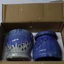 Orchid Pots with Holes Attached Saucers 4.6 Inches - 2 Pcs Small Ceramic Pots for Repotting, Decorative Ceramic Orchid Planter with Hole for Healthy Root Growth Blue Purple