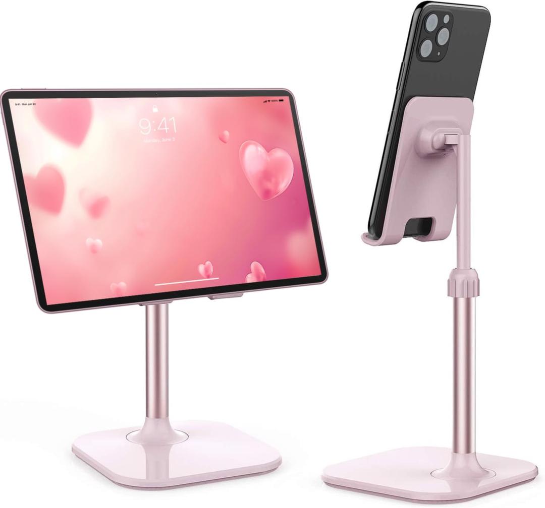 Doboli Cell Phone Stand, Stocking Stuffers Gifts for Teens Girls Boys Adults Women Men Mom Wife, Phone Stand for Desk, Phone Holder Stand Compatible with iPhone and All Mobile Phones Tablet, Pink (rose gold pink)