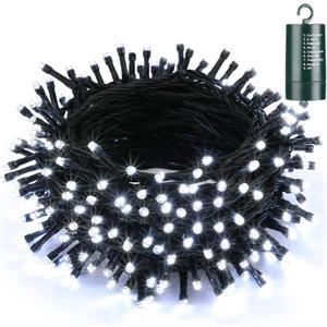 Joomer Battery Christmas Lights, 66ft 200LED Fairy Lights Battery Operated Timer 8 Modes Waterproof for Outdoor Home Garden Party Holiday Christmas Trees Decoration (White)