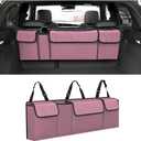 AUCELI Car Trunk Organizer, Backseat Hanging Large Storage with Adjustable Straps, Waterproof Collapsible Cargo Bag with 4 Pockets, Sturdy Space Saver Frees Trunk Floor for SUV, Truck, MPV