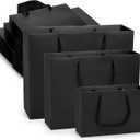 Lyellfe 30 Pack Black Gift Bags, Heavy Duty Kraft Paper Bag with Handle, Luxury Waterproof Shopping Bag, Retail Merchandise Bags for Birthday, Wedding, Christmas, S, M, L