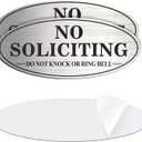 (2 Pack) No Soliciting Sign for House, Self Adhesive No Soliciting Sign for Front Door, No Solicitation Metal Sticker Signs for Home and Yard (Brushed Silver /Black, 8.5 x 3.5 inches, Do Not Knock or Ring Bell)