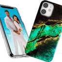 for iPhone 11 Case for Girl Women Men,Glitter Pearly Shell Luster Sparkle Bling Soft TPU Slim Thin Protective Phone Case Cover for iPhone 11 6.1,Fashion Emerald Green Gold Marble