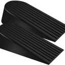 Big Door Stopper 2 Packs, Heavy Duty Wedge Rubber Door Stop Works on All Floor Surfaces, Non-Scratching Doorstops Special for Home Office School Heavy Door (Black, H1.9 x L6.3 x W2.7 Inches)