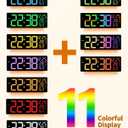 17.2" Large Digital Wall Mount Clock, Count Down Timer, Alarm, Big LED, 11 RGB Color, Temperature for Living Room Classroom Desk, Xmas, Birthday Gift for Senior Mom Dad (Rectangle)