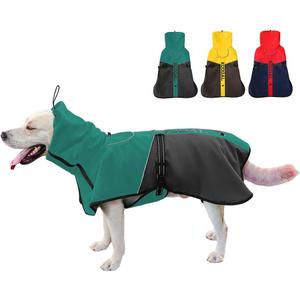 Pet Dog Clothes Coat for Large DogsPet Waterproof Warm Winter Jacket Cold Weather Coats Reflective Pet Vest Warm Fleece Dogs Snowsuit,Dog Raincoat Rain Poncho Windbreaker(Green, 6XL) (6XL-Fit Up to 110 lbs)