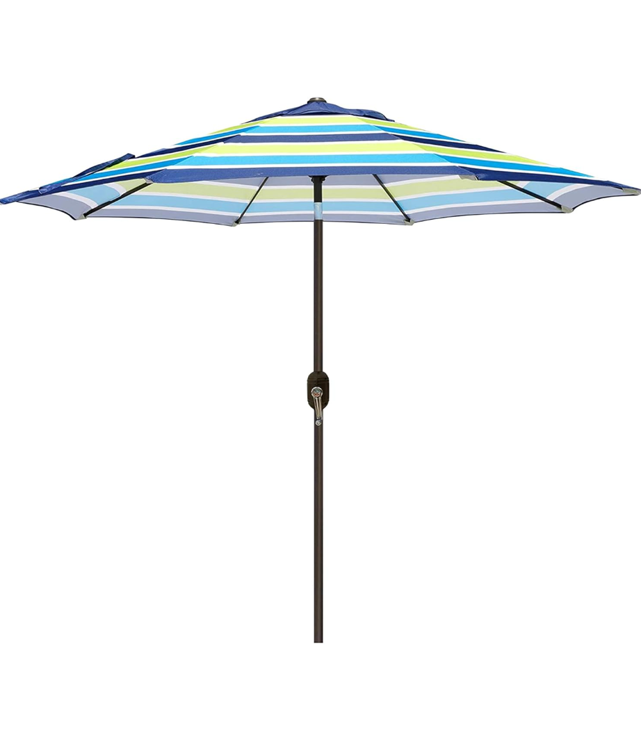 Blissun 9' Outdoor Patio Umbrella, Outdoor Table Umbrella, Yard Umbrella, Market Umbrella with 8 Sturdy Ribs, Push Button Tilt and Crank