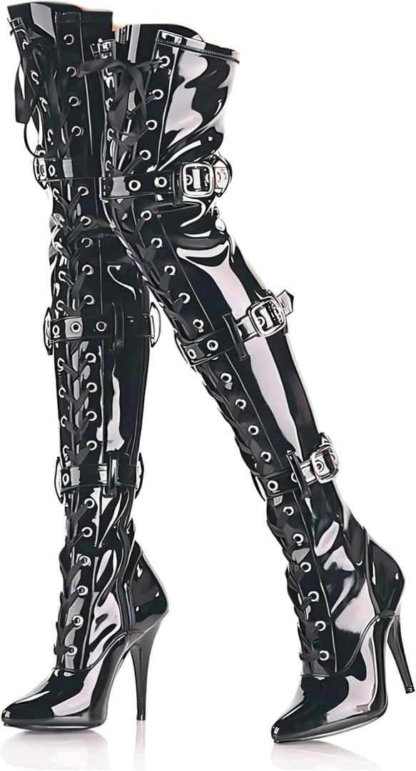 Stripper Knee Boots With Heels (11 Narrow, Black)